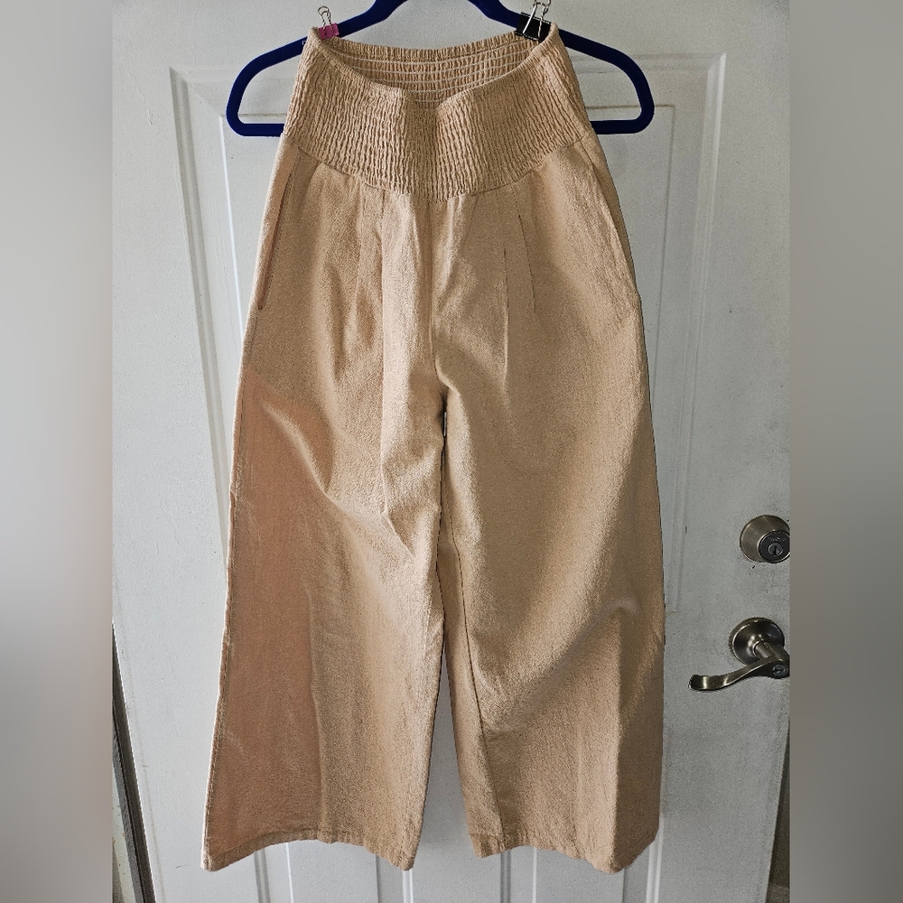 Beige Wide-Leg Pants